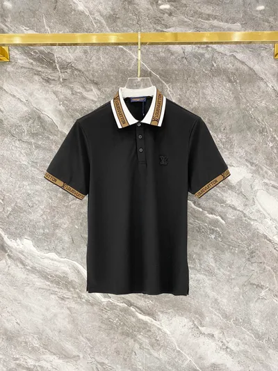 LV* Slim Fit Letter Jacquard Polo Short Sleeve