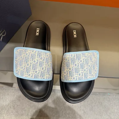 DIOR Aqua Oblique Sandals with Velcro Straps